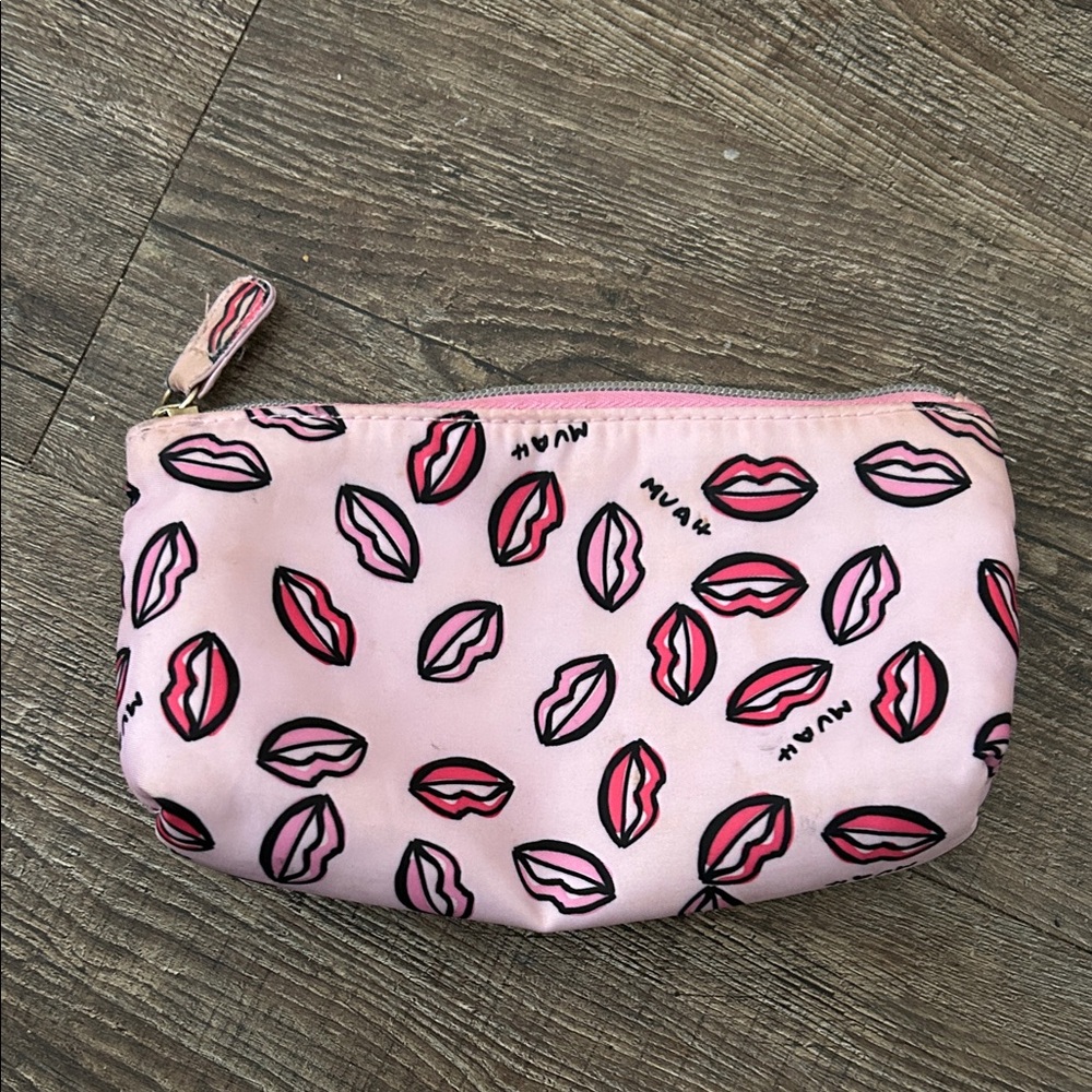 Pink Lip Print Cosmetic Pouch